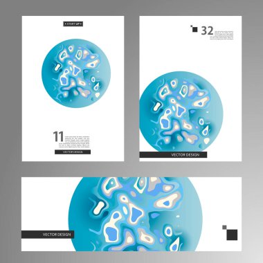 Soyut dinamik eğilim. Modern tarzda vektör grafik elementler. Sıvı şekilli broşür, amip formları. Vektör illüstrasyonu.