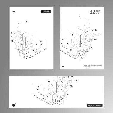 Vector brochure templates with hexagons and lines and dots on white background. Digital technology, science or medical concept. Design for flyer, book, brochure, report, presentation