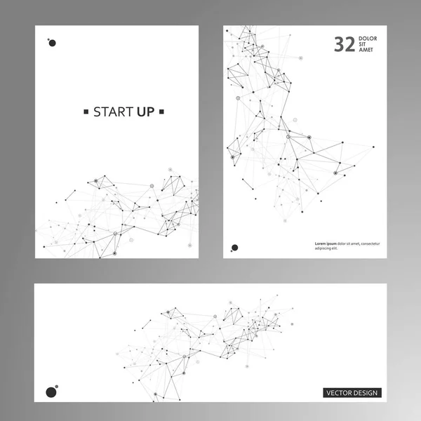 Brochure Template Layout Design Abstract Geometric Background Connected Lines Dots — Vetor de Stock