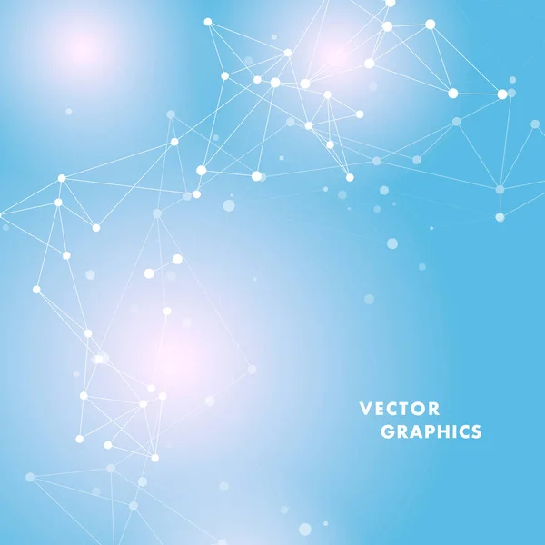 Abstract Connecting Dots Lines Molecular Data Concept Communication Structure Global — Vetor de Stock