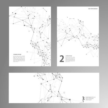 Brochure template layout design. Abstract geometric background with connected lines and dots. Technology polygonal cover.