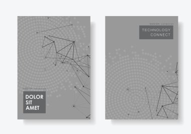 Vector A4 cover templates. Abstract presentation technology data design. Book layout for brochure, flyer, booklet. Abstract background with connecting lines and dots. Network technology concept.