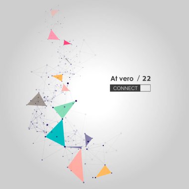 Renkli arkaplanda soyut desen. Küresel iletişim ağı. İş ağı konsepti. Vektör çizgisi illüstrasyon ve teknoloji kapağı.