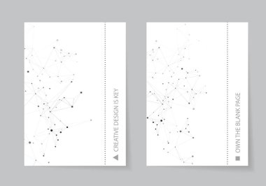Vektör broşür tasarımı, noktaları ve çizgileri birleştirmek. Genel ağ bağlantısı. Geometrik soyut arkaplan.