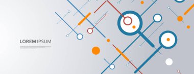 Renkli grafik arkaplan. Çemberler ve noktalar bağlantı dizaynı. Vektör illüstrasyonu.