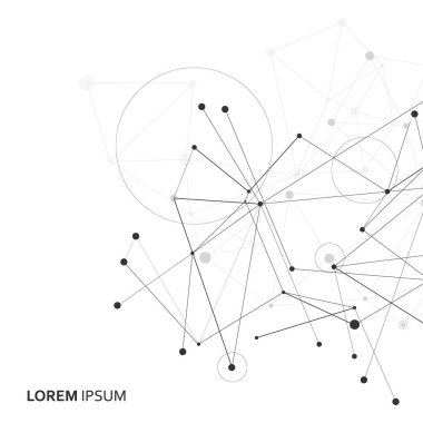 Genel ağ bağlantısı web sitesi başlığı veya başlık tasarımı. Noktaları ve çizgileri birleştiren soyut bir arkaplan. Küresel. Sosyal ağ iletişimi. İnternet teknolojisi. Vektör illüstrasyonu