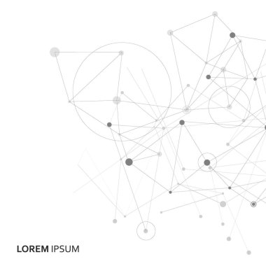 Genel ağ bağlantısı web sitesi başlığı veya başlık tasarımı. Noktaları ve çizgileri birleştiren soyut bir arkaplan. Küresel. Sosyal ağ iletişimi. İnternet teknolojisi. Vektör illüstrasyonu