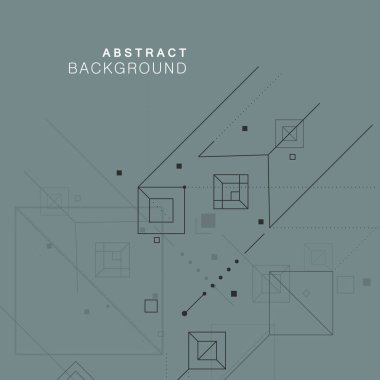 Noktaları ve çizgileri olan üçgen ve dikdörtgen kare şekiller. Vektör arkaplanı.