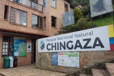 LA CALERA, COLOMBIA - Colombian Chingaza National natural park government organization office located at La Calera town