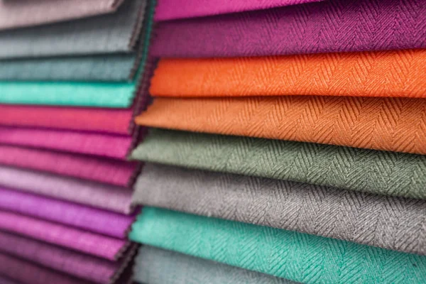 Close up to a colored cloth samples with selective focus photography technique