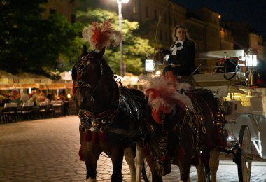  Şehir merkezinde gece yarısı Krakow Cracristic Taşıma