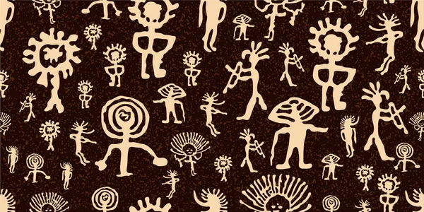 Hermosas Formas Antiguas Indígenas Patrón Sin Costura — Archivo Imágenes Vectoriales
