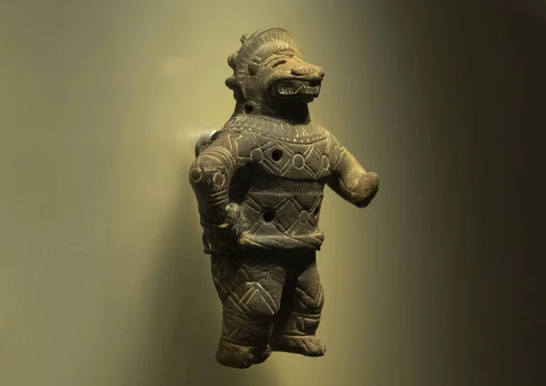 Bela Antiga Cultura Tumaco Zoomórfica Peça Cerâmica Dentro Museu Dourado — Fotografia de Stock