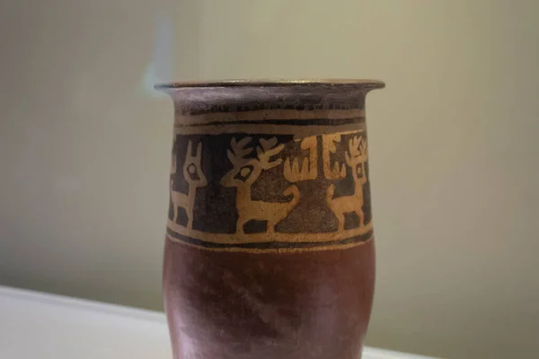 Ornament Indigen Antic Într Vază Ceramică Muzeul Columbian — Fotografie, imagine de stoc