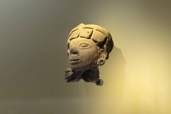 Antica Testa Ceramica Antropomorfa Museo Oro — Foto Stock