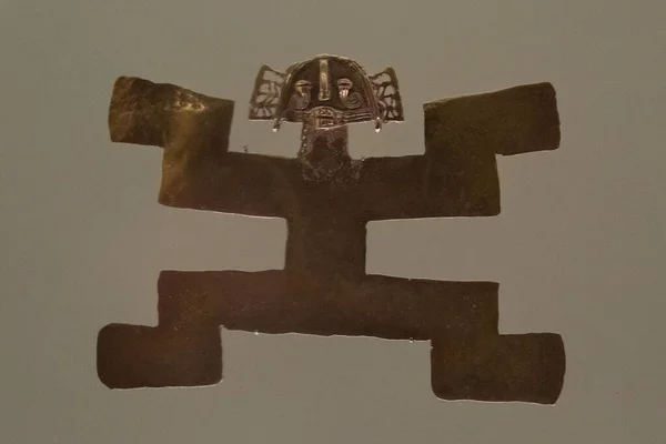Antropomorficzne Tubylcze Kultury Tolima Starożytny Złoty Kawałek Złotym Muzeum — Zdjęcie stockowe