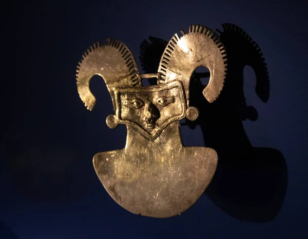 Ancient Chaman Golden Pectoral Figure Golden Museum — Stock Photo, Image