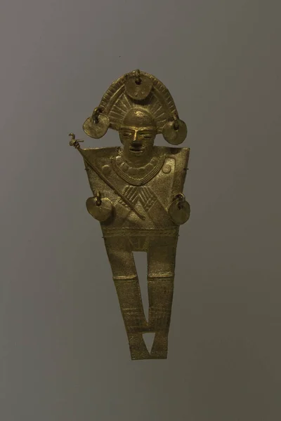 Αρχαία Muisca Πολιτισμού Μικρό Cacique Χρυσό Κομμάτι Στο Χρυσό Μουσείο — Φωτογραφία Αρχείου
