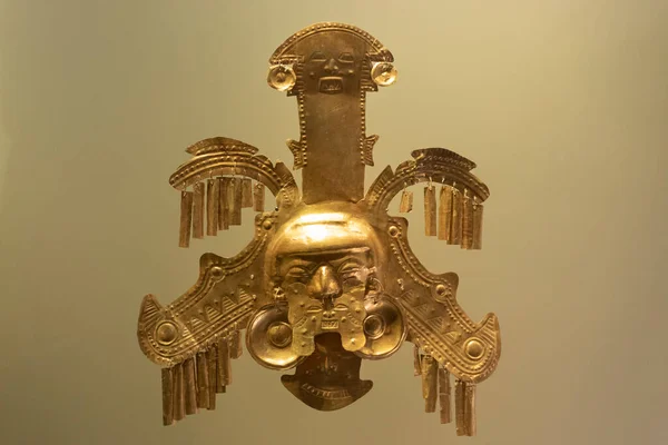 Colombiano Caman Antica Cultura Yotoco Pettorale Oro Museo Oro — Foto Stock