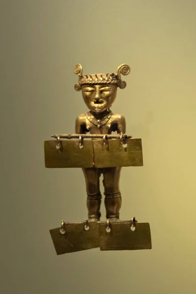 Beautiful Indigenous Golden Figure Colombian Golden Museum — Stock Photo, Image