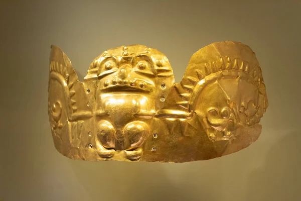 Tumaco Cultura Cacique Corona Oro Museo Oro — Foto Stock