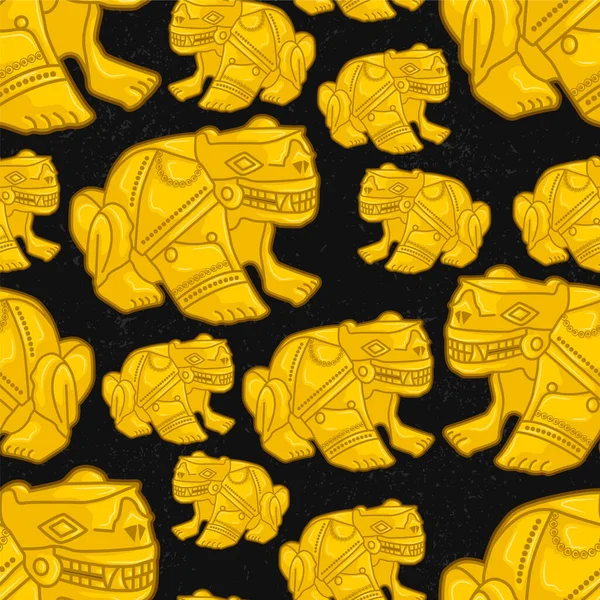 Hermoso Colombiano Antiguo Perro Oro Indígena Representación Patrón Sin Costuras — Archivo Imágenes Vectoriales