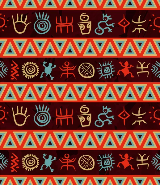 Patrón Indígena Nativo Sudamericano Geométrico Multicolor Con Petroglifos Coloridos Sobre — Archivo Imágenes Vectoriales