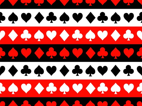 Poker Black Jack Red Black Symbols Pattern Red White Square — Stock Vector