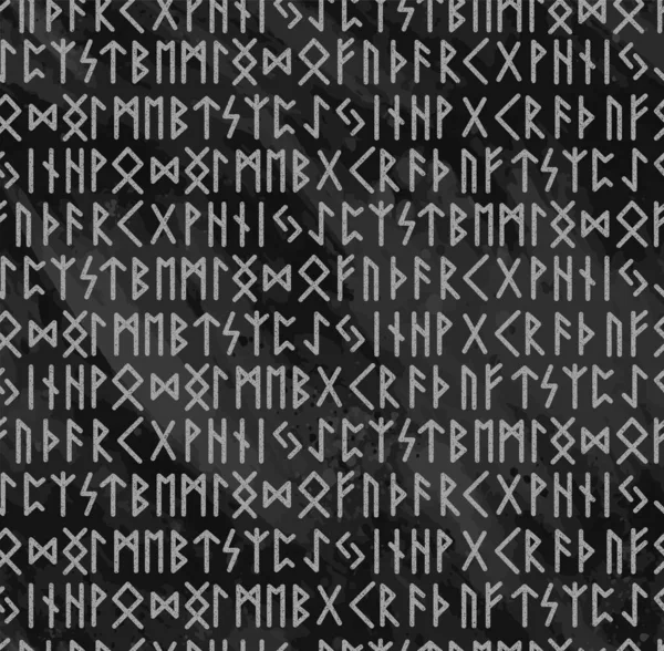 Серые Древние Руны Викингов Алфавит Рисунок Над Темной Акварелью Эффект — стоковый вектор