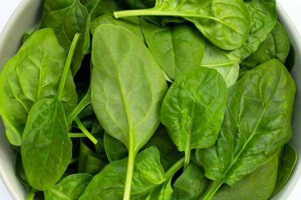 stock image Spinach leaves on white background.