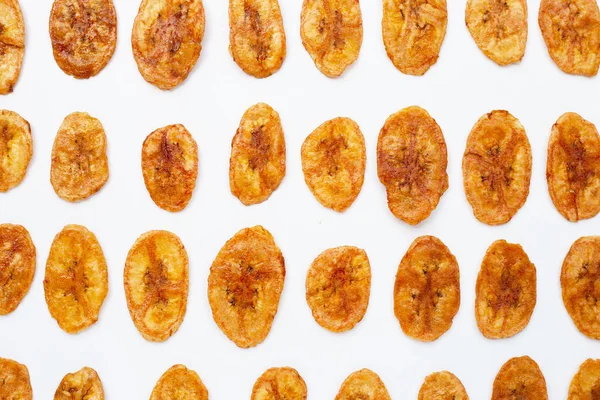 stock image Banana chips on white background