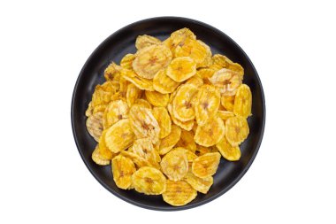 Beyaz arkaplanda muz dilimleri.