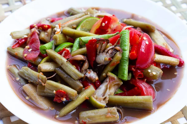Lótuszszár Fűszeres Saláta Thai Élelmiszer Receptek — Stock Fotó