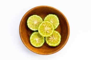 Bergamot kaffir kireç bitki taze beyaz izole