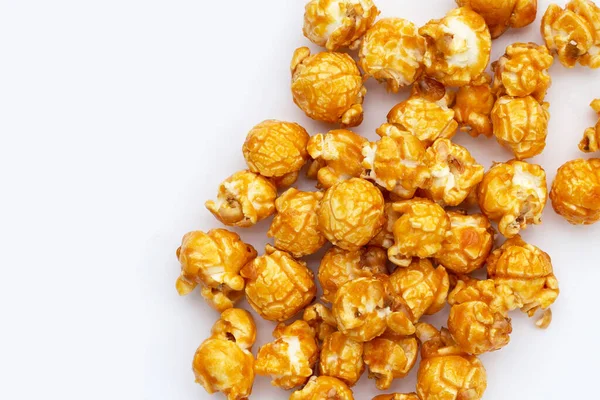 Honey Caramel Popcorn White Background — Stok fotoğraf