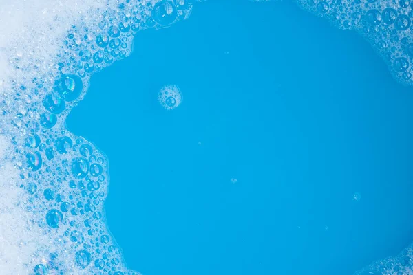 Burbuja Espuma Detergente Fondo Azul — Foto de Stock