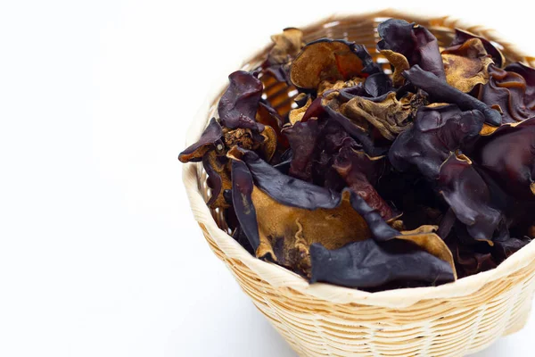 stock image Dried black fungus on white background.