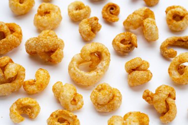 Crispy pork rinds or pork snack.