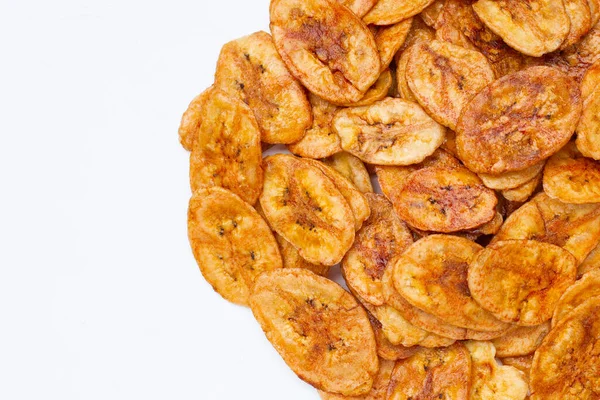 stock image Banana chips on white background