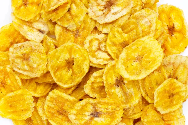 Banana Slice Chips White Background — Stock Photo, Image