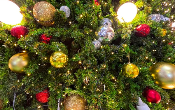 Vánoční Míč Strom Dekorace Vánoční Pozadí — Stock fotografie