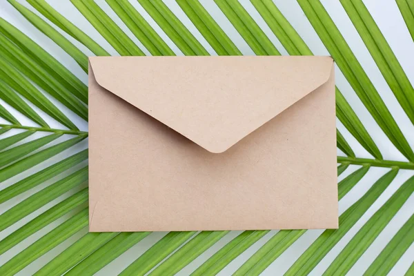 Envelopes Marrons Folhas Palma — Fotografia de Stock