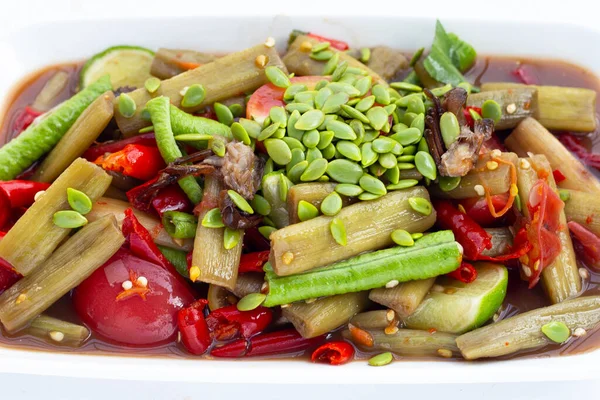 Lótuszszár Fűszeres Saláta Thai Élelmiszer Receptek — Stock Fotó