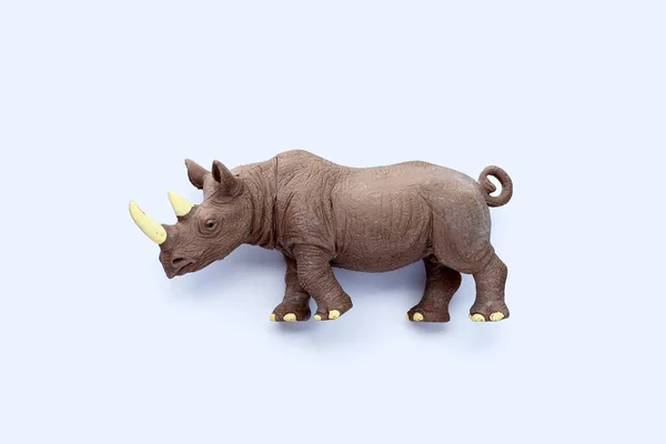 Пластикова Іграшка Носорогів Білому Тлі — стокове фото