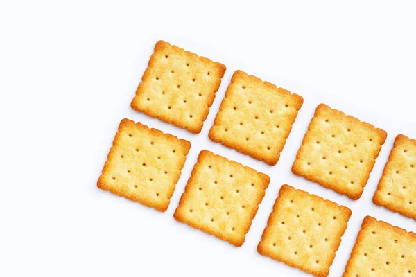 Dry Cracker Cookies Auf Weißem Hintergrund — Stockfoto