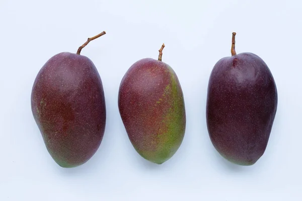 Trópusi Gyümölcs Mangó Fehér Háttérrel Felülnézet — Stock Fotó