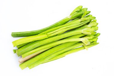 Beyaz arkaplanda Limnocharis flava.