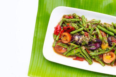 Spicy long bean salad. Thai food clipart