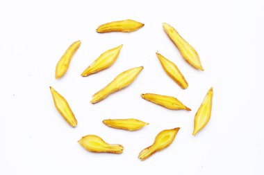 Beyaz arkaplanda parmak kökü.