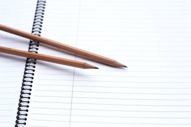 Kağıt üzerinde kalemler. Boşluğu kopyala